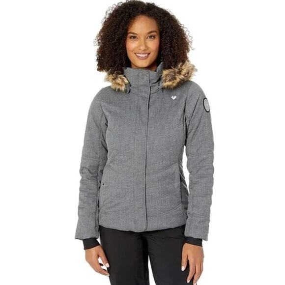 Obermeyer Tuscany II Grey Faux-Fur Trim Hooded Jacket - Picture 1 of 16